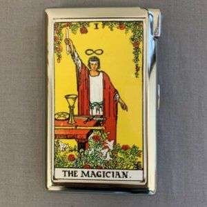 Magician Tarot Card Cigarette Case With Built In Butane Lighter
